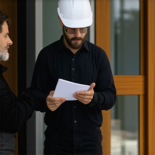 Contractor explaining guarantee terms to homeowner in a modern house