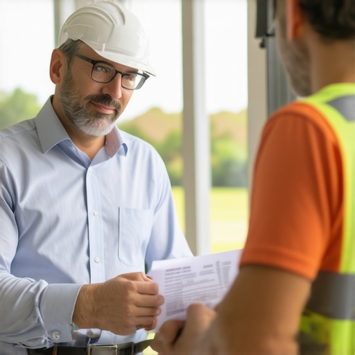 Trustworthy Service Guarantee Review Contractor and homeowner discussing guarantee policies