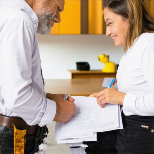Contractor and homeowner discussing plans at a trusted local service site
