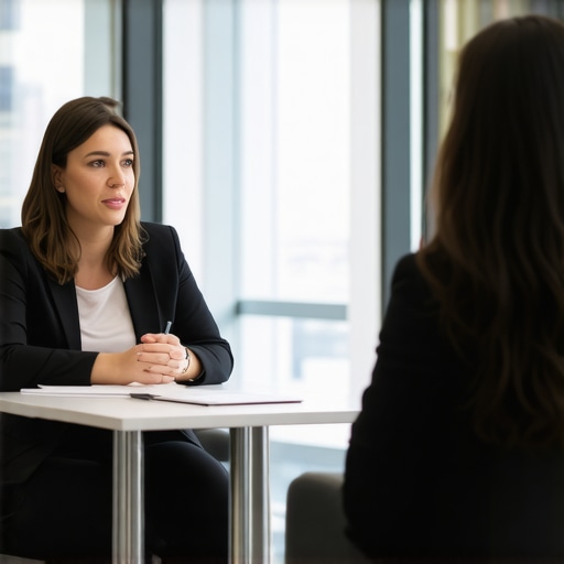 Trustworthy Local Service Guarantee Discussion A professional service provider explaining guarantee policies to a customer in an office.