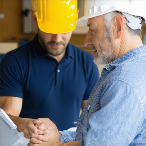 Contractor explaining quality guarantees to homeowner