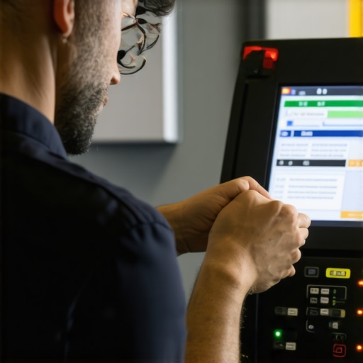 Technician performing maintenance with diagnostic tools