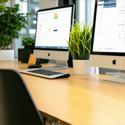 Workspace with laptop, planner, and digital devices organizing service routines