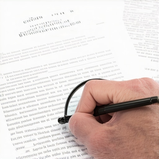 Person examining contract details with magnifying glass